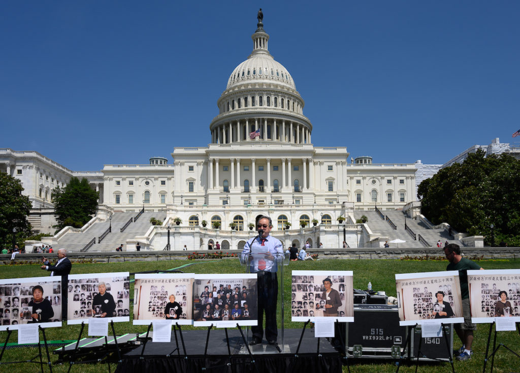 藏人行政中央外交部中文处处长颉尔宗•德丹先生在”89六四“三十周年纪念活动上致辞 2019年6月4日 照片/驻北美华人联络官