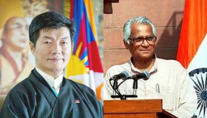 司政洛桑森格向“莲花赐勋章”获奖人已故的乔治·费尔南德斯家属表达祝贺