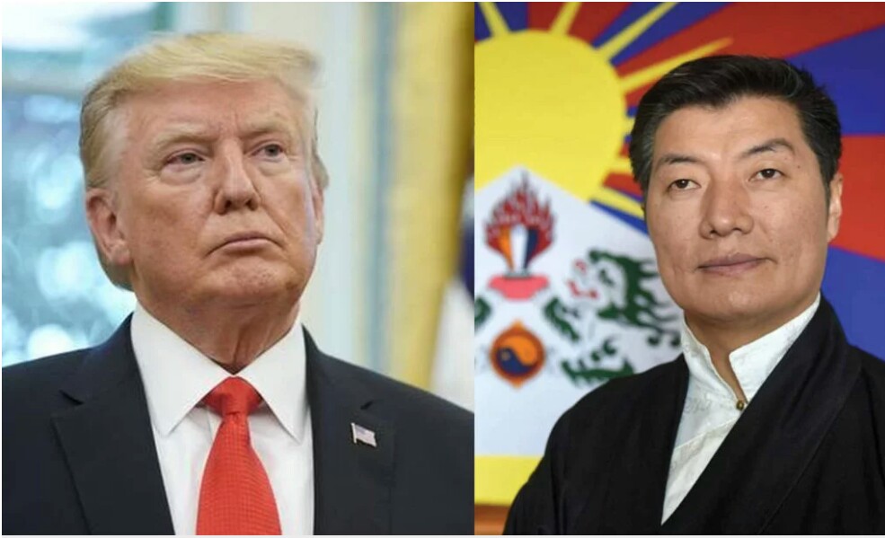 美国总统特朗普与藏人行政中央司政洛桑森格 照片/合成图片